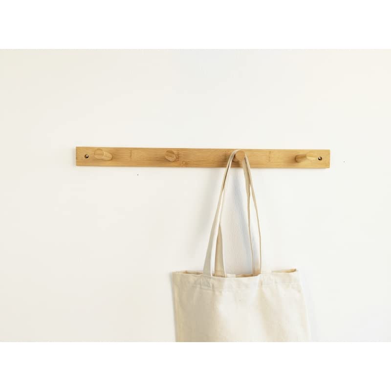 Perchero Pared de Madera Natural 4 colgadores