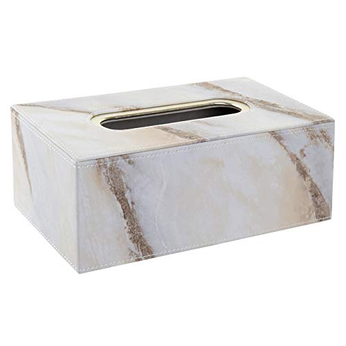 Caja para pañuelos de Piel sintética, diseño de mármol Blanco