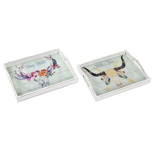 Pack 2 Bandeja de Madera Cristal Boho