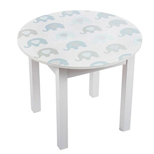 Mesa de madera infantil elefantes azules .
