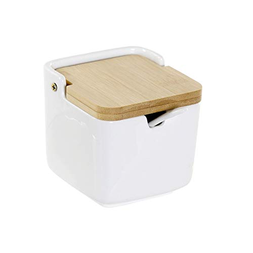 Azucarero de Cocina Basic con Tapa Bambu, cucharitas Incluido