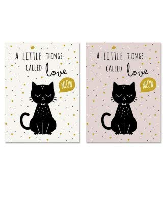 Set 2 Cuadro Lienzo Gatos Little 30x40 cm
