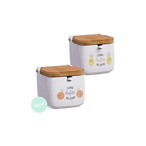 Azucarero de Ceramica OriginalLa Huerta cucharitas Incluido - Naranja