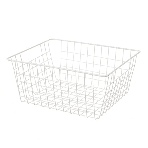Cesta de Metal Blanca organizadora con Rejilla de 28x21,50x11,50 cm