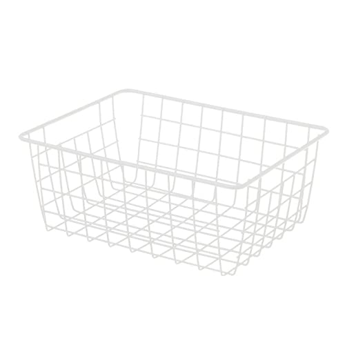 Cesta de Metal Blanca organizadora con Rejilla de 35x29x15 cm