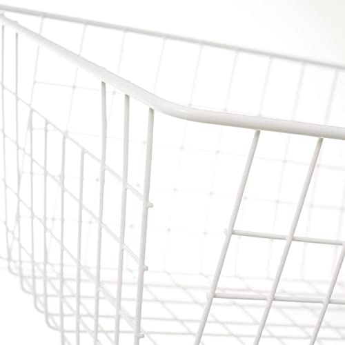 Cesta de Metal Blanca organizadora con Rejilla de 28x21,50x11,50 cm