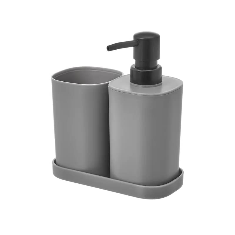 Set para el baño - Juego 3 Accesorios para Lavabo - Kit de 3 Piezas - 1x dispensador de jabón 1x Vaso 1x Bandeja