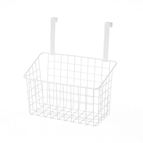 Cesta Colgante con Rejilla Blanca de Metal de 28x12x22 cm
