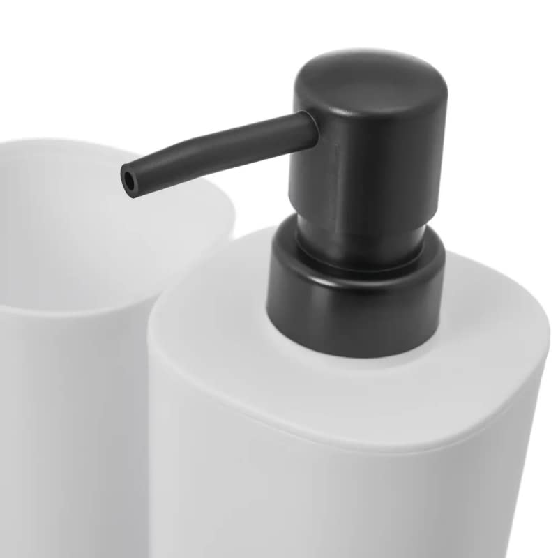 Set para el baño - Juego 3 Accesorios para Lavabo - Kit de 3 Piezas - 1x dispensador de jabón 1x Vaso 1x Bandeja