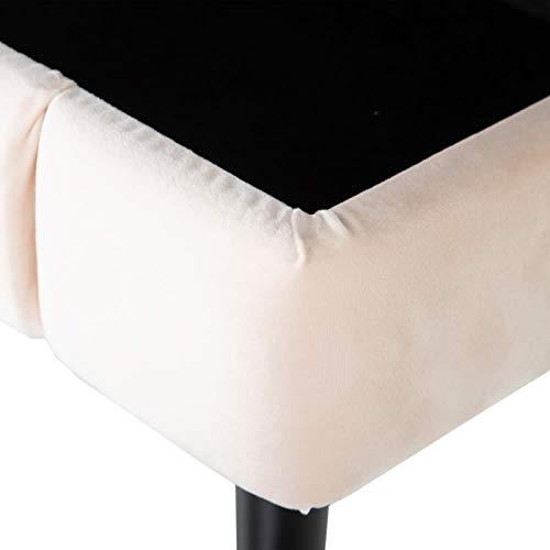 Banqueta baúl de Terciopelo, contemporánea en Crema, de 79x37x42 cm