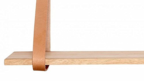 Etagere murale bois sangle en cuir Hubsch