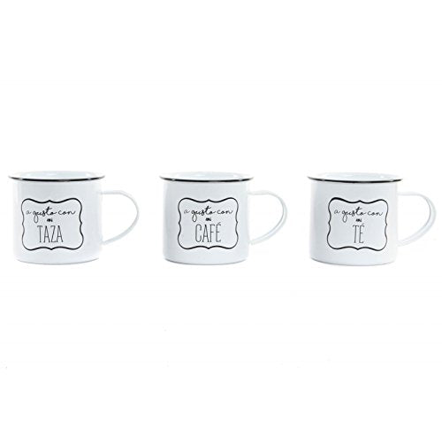 Set 3 mug Metal Vintage Retro Frases a Gusto