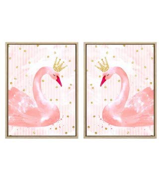 Set 2 cuadro lienzo cisne de purpulina 30x40 cm