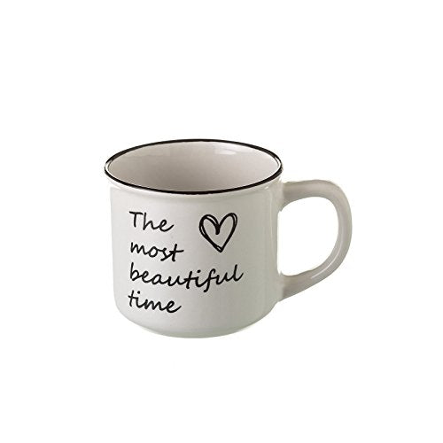 Taza de café romántica blanca de cerámica para cocina Fantasy (Set de 4 tazas)