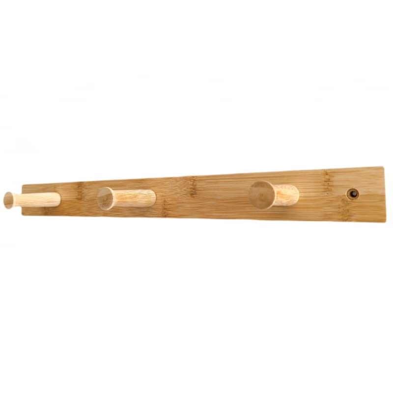 Perchero Pared de Madera Natural 4 colgadores