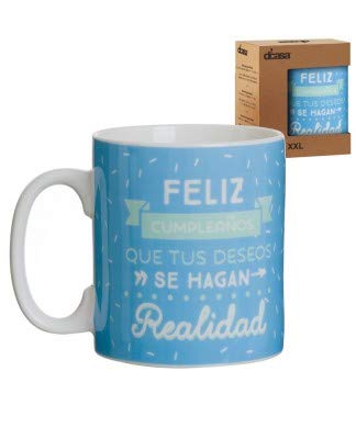 Mug XXL Feliz Cumpleaños, Cerámica, Azul, 13x10x12 cm