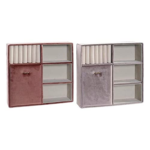 Joyero velver Poliester anillero Marron 25x25x6 cm