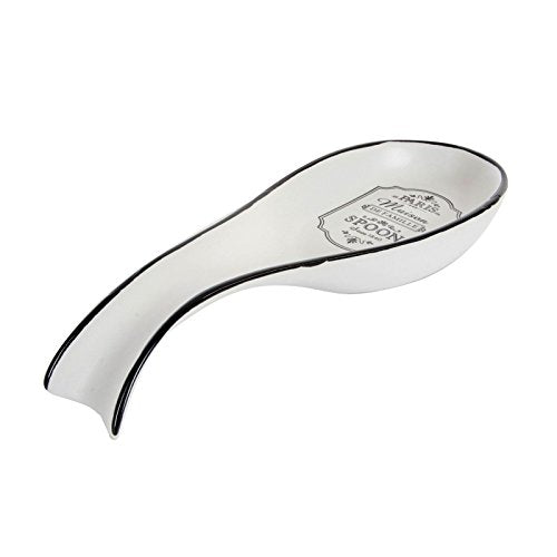 Soporte Cuchara Ceramica Blanco/Negro diseño Paris