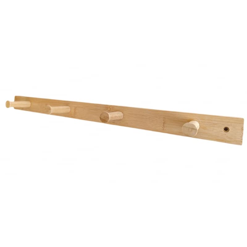 Perchero Pared de Madera Natural 4 colgadores