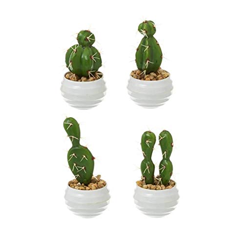 Pack 4 Cactus Artificial plástico 14 cm Maceta de melamina.