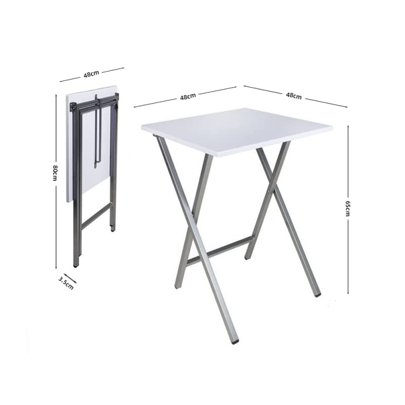 Mesa Cuadrado Plegable Blanca portatil Multifuncional, Mesas Auxiliares para casa 48x48x65 cm
