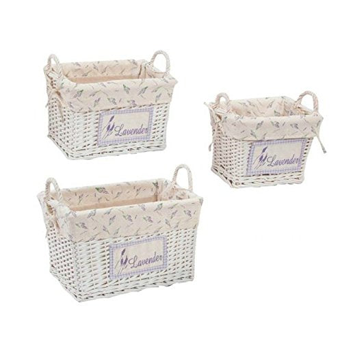Cestas Set 3 minbre Natural 46x33x37 Lavanda Blanco