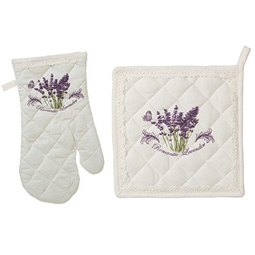 Manopla y agarrador Lavanda 100% Algodon