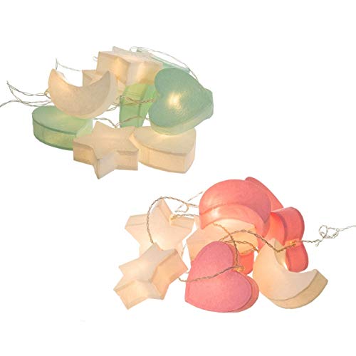 Pack 2 Guirnalda 10 Leds de Corazon, Luna, Estrella