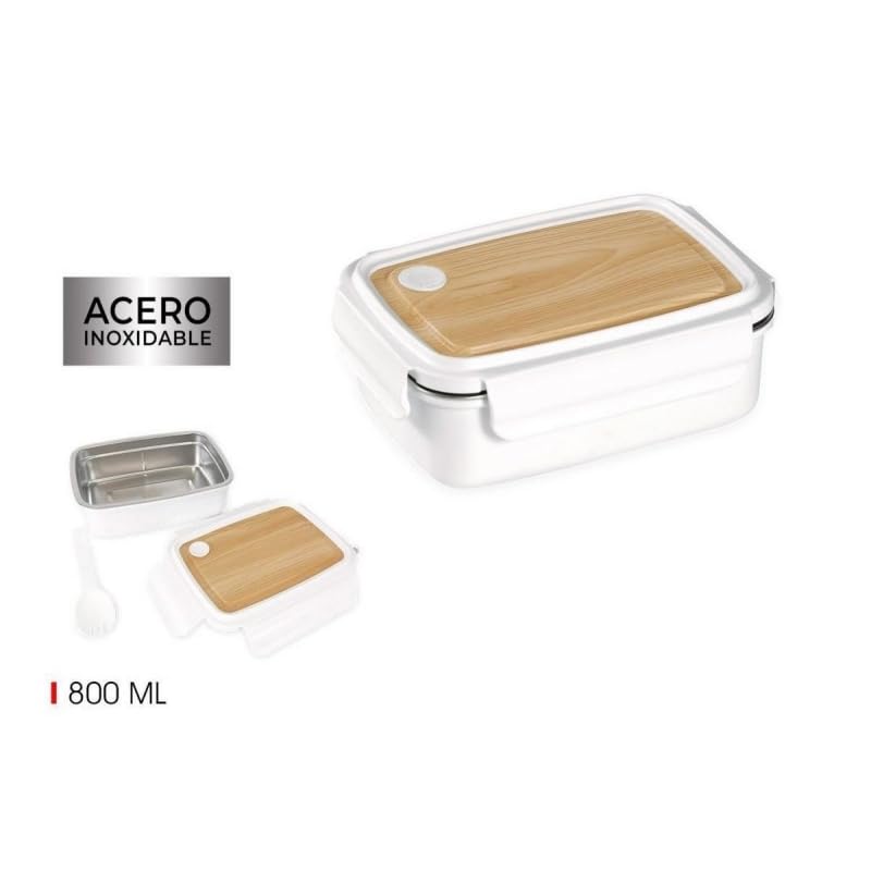 DAMDAM GO - Fiambrera de Plastico y Acero Inoxidable - Tupper Para Alimentos Con Cuchara