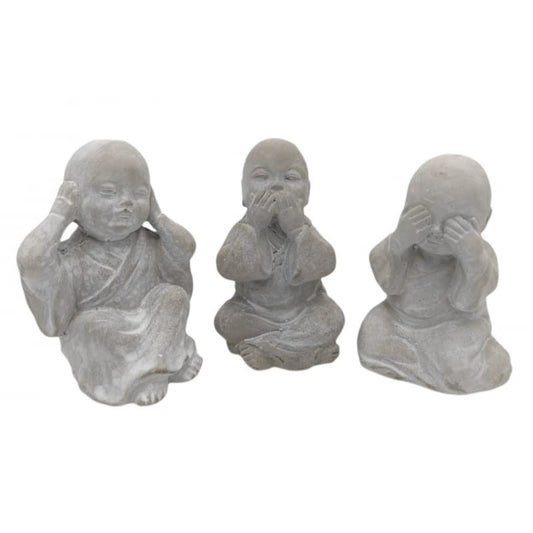 Figura Buda Cemento 12cm Pack 3