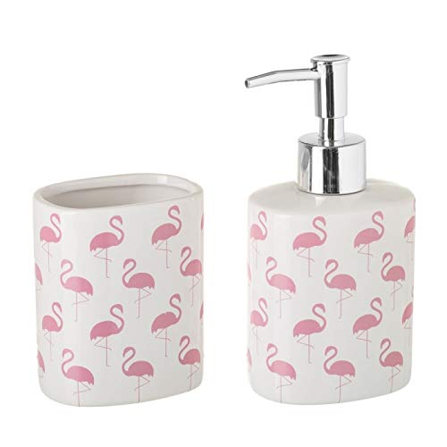 Conjunto Set baño 3 Piezas Ceramica de framencos Rosa Blanco