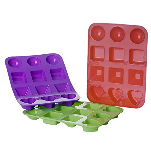 Molde cubitos hielo silicona verde, rojo y morado. 17,50 x 13,50 x 2 cm