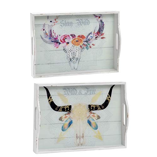 Pack 2 Bandeja de Madera Cristal Boho