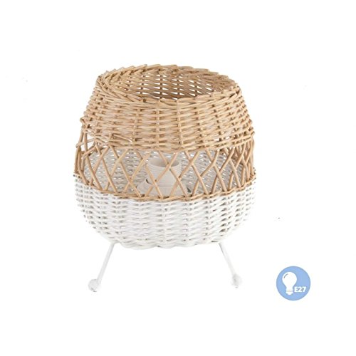 Lámpara minbre para mesita de noche natural bicolor .