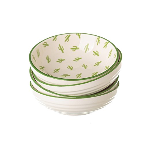 Pack 4 plato cactus verde mini porcelana