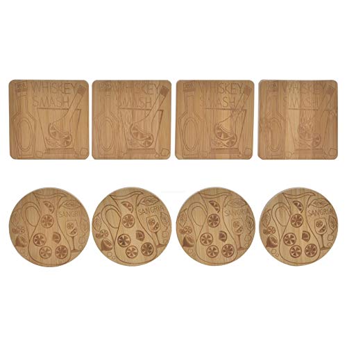 Set 8 Posavasos de Bambu Natural para cocteles