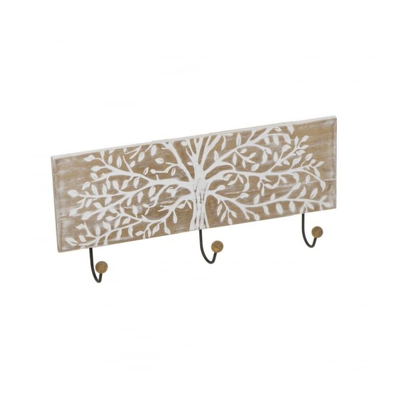 Perchero de Pared Madera de 3 Colgantes Mano Fatima