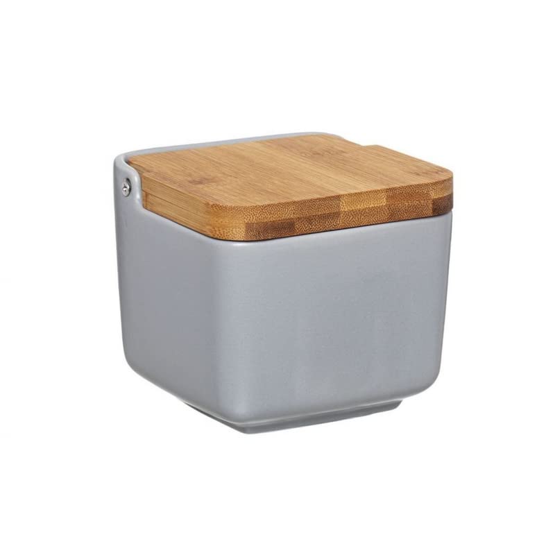 Salero Cocina Negro Ceramica con Tapa Madera para Cocina Factory