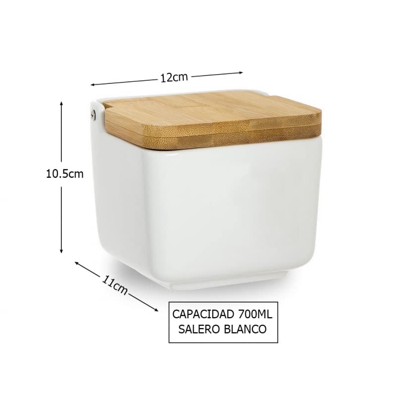 Salero Cocina Negro Ceramica con Tapa Madera para Cocina Factory