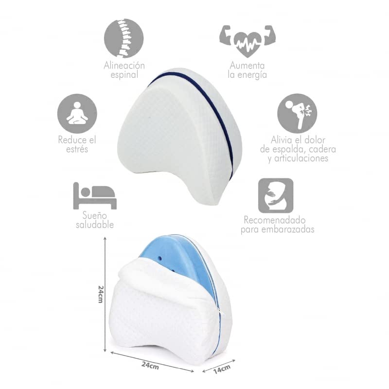 Almohada para Piernas, Almohada Ortopédica para Pierna y Rodilla, Almohada de Espuma viscoelástica para Dormir de Lado