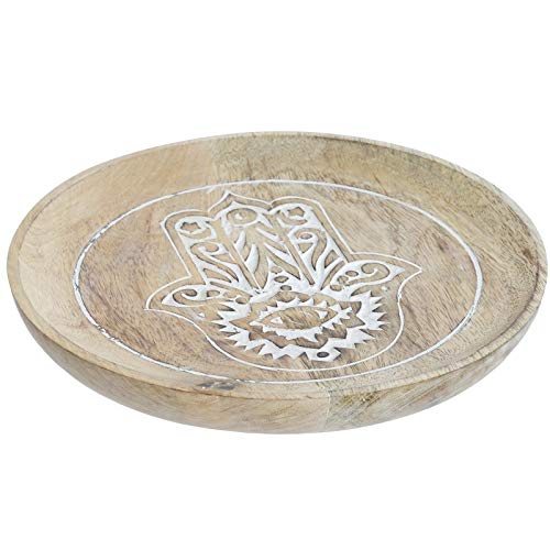 Bandeja vaciabolsillos de Madera Mango Tallado Mano Fatima