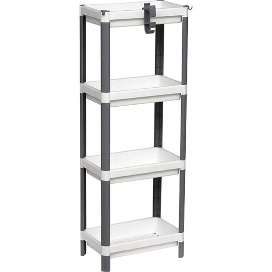 Estateria de Baño de 4 Niveles Estante Almacenamiento Blanco/Gris