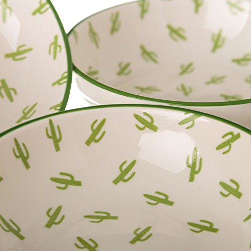 Pack 4 plato cactus verde mini porcelana