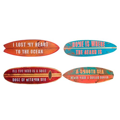 Decoracion Cuadro Madera Surf 15x48 cm (Set 4 Cuadro)