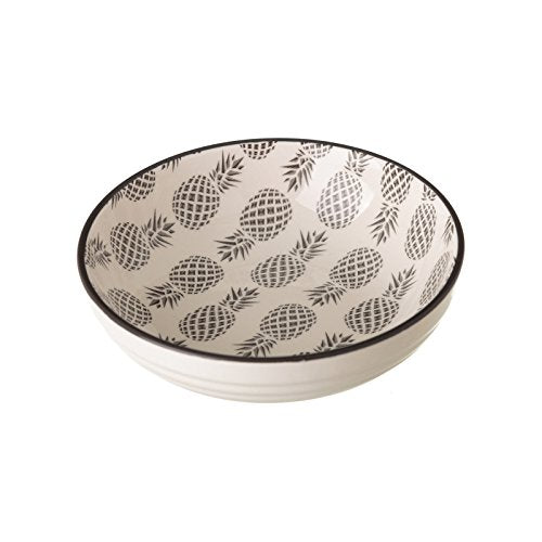 Pack 4 plato piña gris mini porcelana .