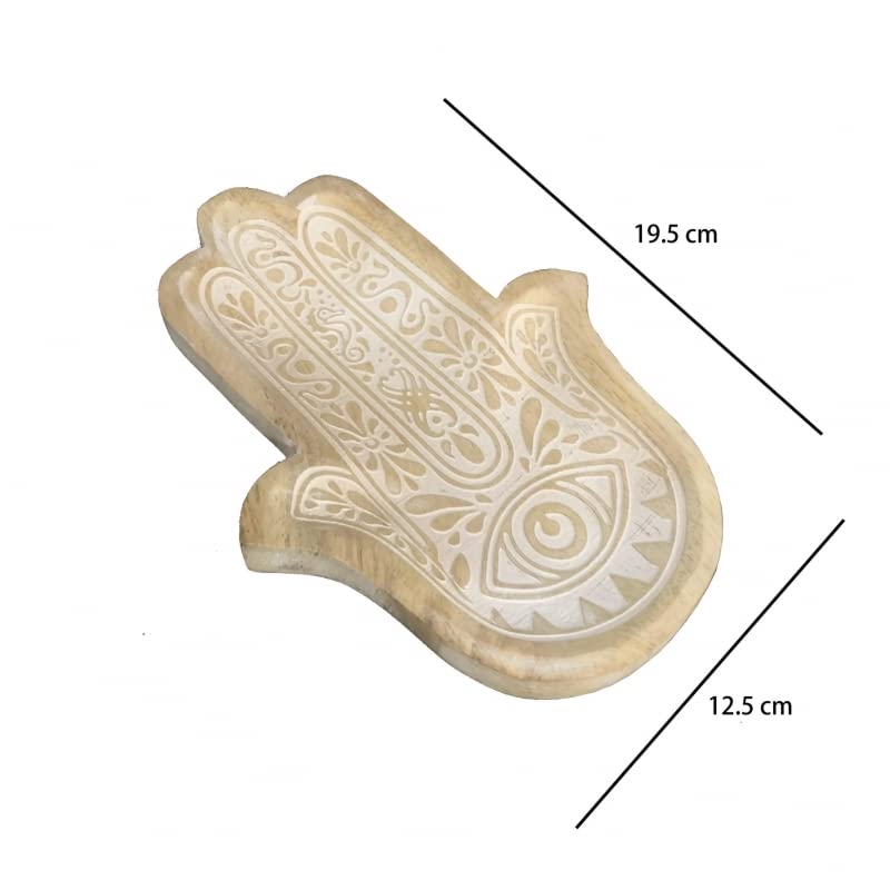Bandeja vaciabolsillos de Madera Hamsa Mano Fatima Rustico