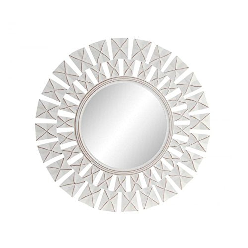 Mural Espejo Tallado de Madera Blanco 60 cm