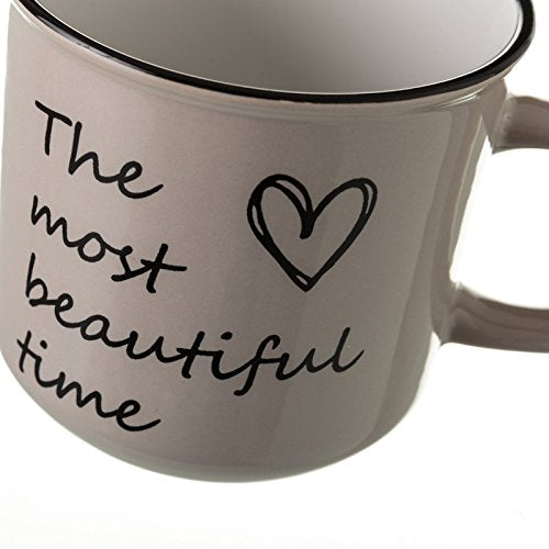 Taza mug romántica gris de cerámica para cocina Bretaña (Set de 4 tazas)