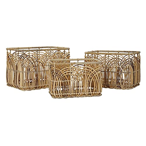 Set 3 Cesta PE Metal Acabado Fibra