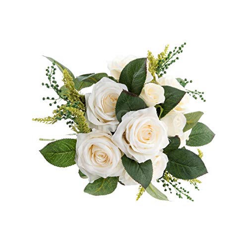 Rama con Flores Rosas Blanco 31x35 cm